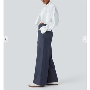 Halara Flex High Waisted Striped Stretchy Baggy Wide Leg Jeans Women's XS NWT